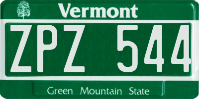 VT license plate ZPZ544