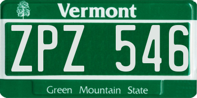 VT license plate ZPZ546