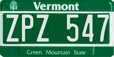 VT license plate ZPZ547