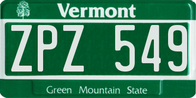 VT license plate ZPZ549