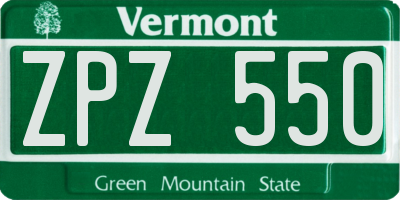 VT license plate ZPZ550