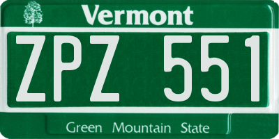 VT license plate ZPZ551