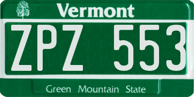 VT license plate ZPZ553