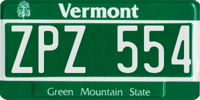 VT license plate ZPZ554