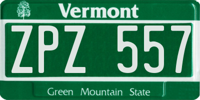 VT license plate ZPZ557