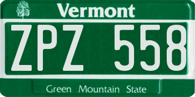 VT license plate ZPZ558