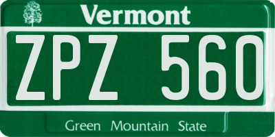 VT license plate ZPZ560