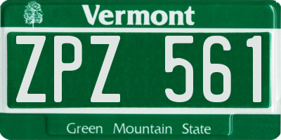 VT license plate ZPZ561