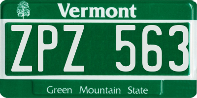 VT license plate ZPZ563
