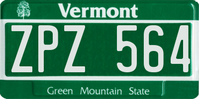VT license plate ZPZ564