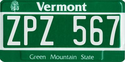 VT license plate ZPZ567