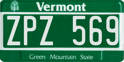 VT license plate ZPZ569