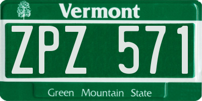 VT license plate ZPZ571