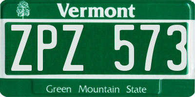 VT license plate ZPZ573