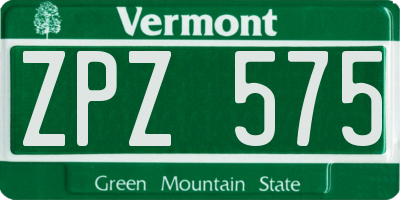 VT license plate ZPZ575