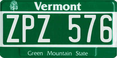 VT license plate ZPZ576