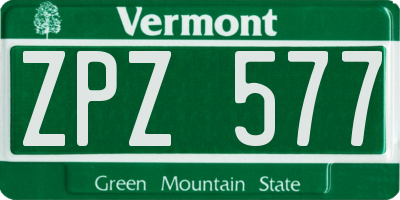 VT license plate ZPZ577