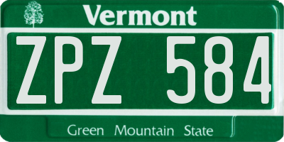 VT license plate ZPZ584