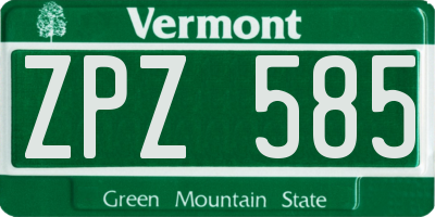 VT license plate ZPZ585