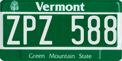 VT license plate ZPZ588