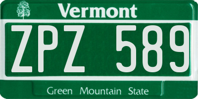 VT license plate ZPZ589