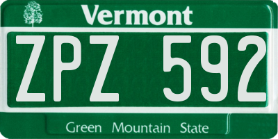 VT license plate ZPZ592
