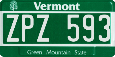 VT license plate ZPZ593