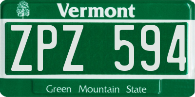 VT license plate ZPZ594