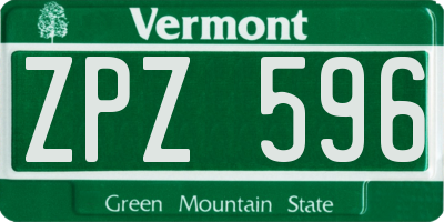 VT license plate ZPZ596