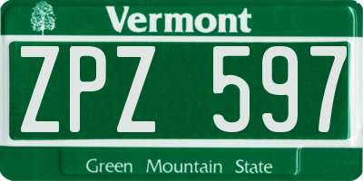 VT license plate ZPZ597