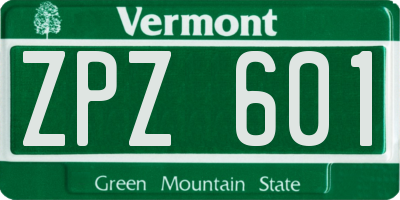 VT license plate ZPZ601