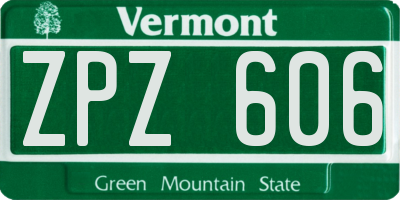VT license plate ZPZ606
