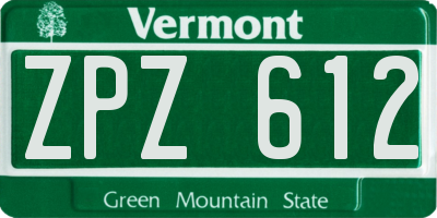 VT license plate ZPZ612