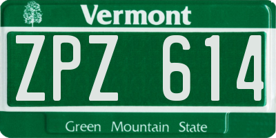 VT license plate ZPZ614