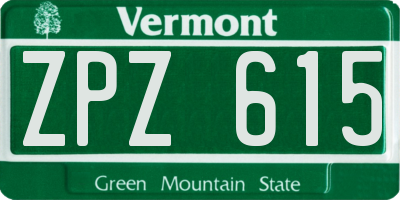 VT license plate ZPZ615