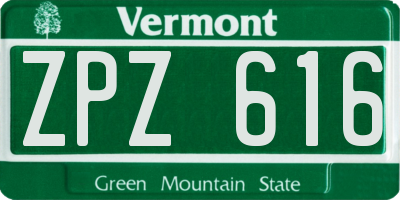 VT license plate ZPZ616