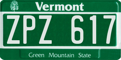 VT license plate ZPZ617