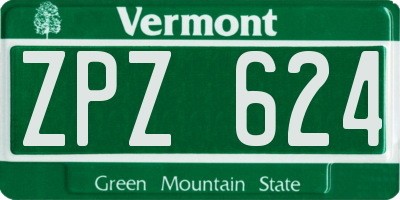 VT license plate ZPZ624
