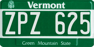 VT license plate ZPZ625