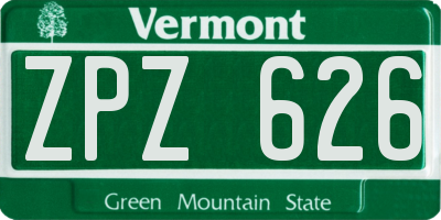 VT license plate ZPZ626