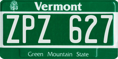 VT license plate ZPZ627