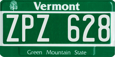 VT license plate ZPZ628