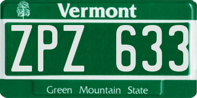 VT license plate ZPZ633