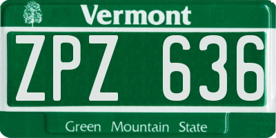 VT license plate ZPZ636