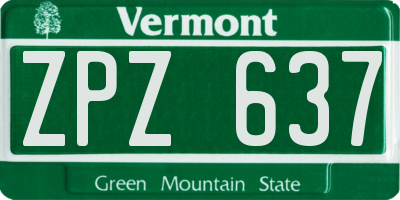 VT license plate ZPZ637