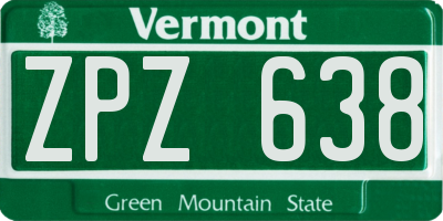 VT license plate ZPZ638