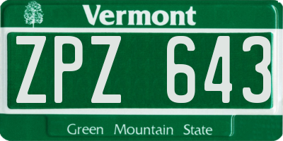 VT license plate ZPZ643