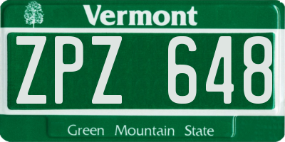 VT license plate ZPZ648