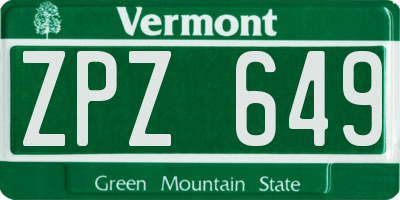 VT license plate ZPZ649
