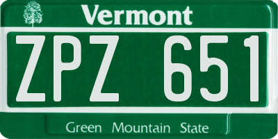 VT license plate ZPZ651